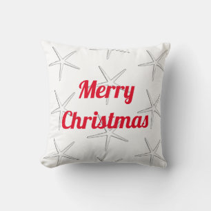 Red Merry Christmas White Starfish Patterns Gesche Kissen