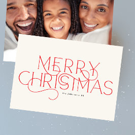 Red Merry Elegant Traditionelles Ein-Foto Typograf Feiertagskarte