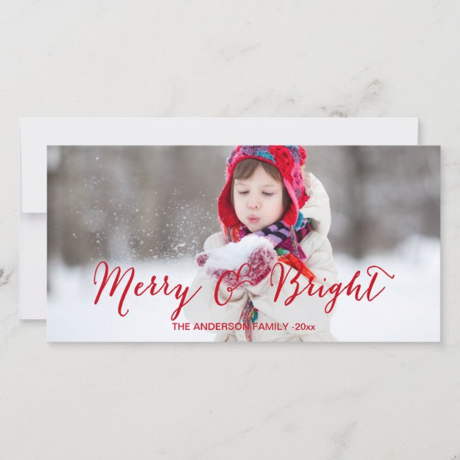 Red Merry et Bright | Carte photo de vacances mode (Devant)