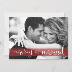 Red Merry et Married Script Carte photo de vacance