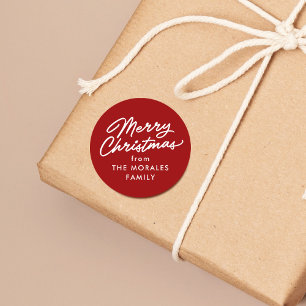 Red Merry Weihnachten lässige Weihnachtsgeschenk Runder Aufkleber