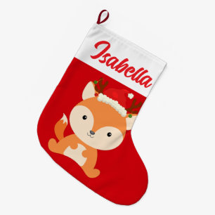 Red Merry Weihnachtsfox Weihnachtsmannmütze Xmas Großer Weihnachtsstrumpf