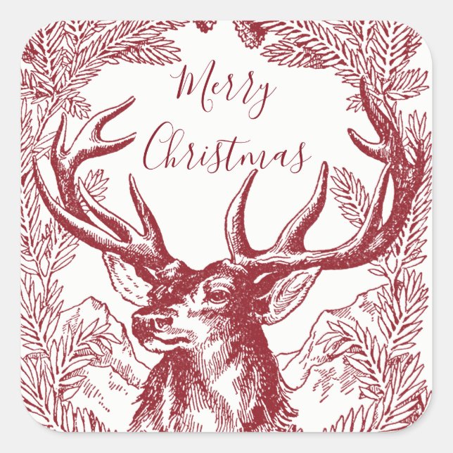 Red Merry Weihnachtsmann mit Knechteln Quadratischer Aufkleber (Vorderseite)