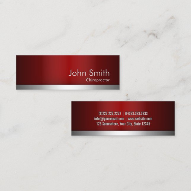 Red Metal Chiropraktor Business Card Mini Visitenkarte (Vorne/Hinten)