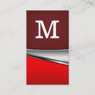 Red Metallic Background Monogramm Visitenkarte
