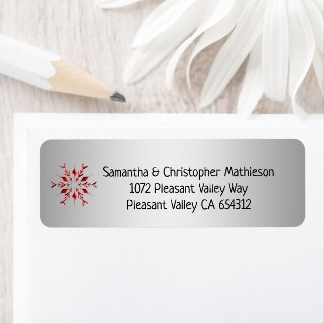 Red Metallic Snowflake on Silver Christmas (Insitu)