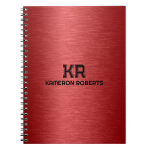 Red Metallic Texture Custom Black Text Notizblock