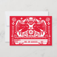 Red Mexican Fantail Doves Papel Picado