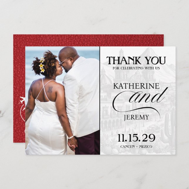 Red Mexico Passport Dankeskarte (Vorne/Hinten)