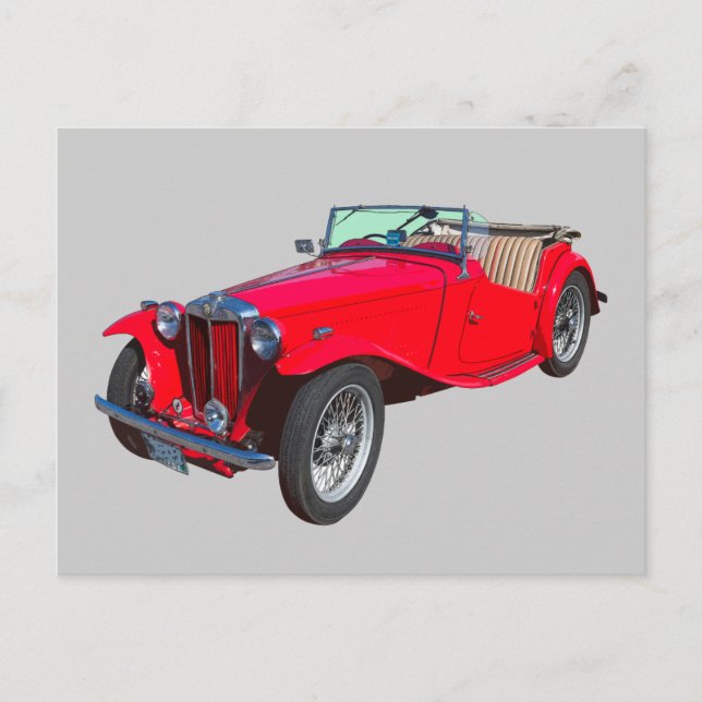 Red MG Cabrio Antique Sports Car Postkarte (Vorderseite)