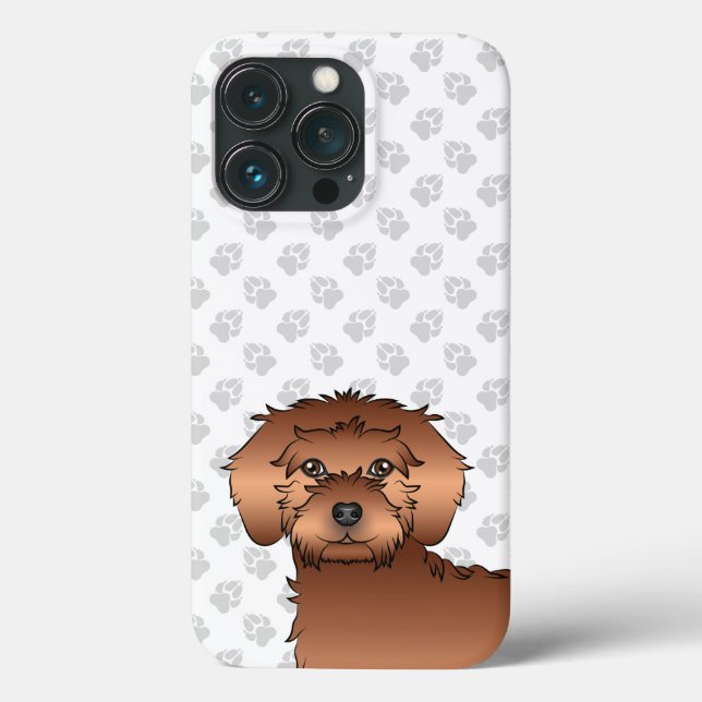 Red Mini Goldendoodle Niedlich Cartoon Dog Head Case-Mate iPhone Hülle (Rückseite)
