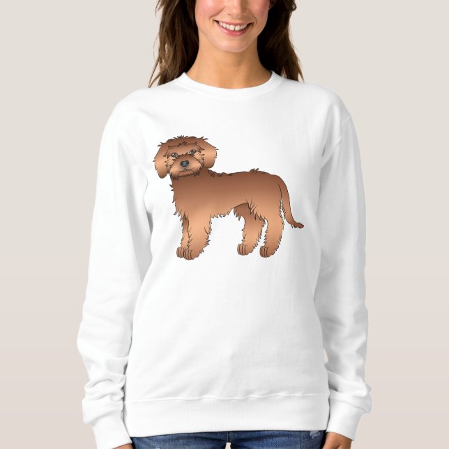 Red Mini Goldendoodle Niedlich Cartoon Dog Sweatshirt (Vorderseite)