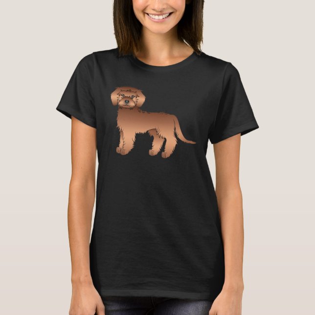 Red Mini Goldendoodle Niedlich Cartoon Dog T-Shirt (Vorderseite)