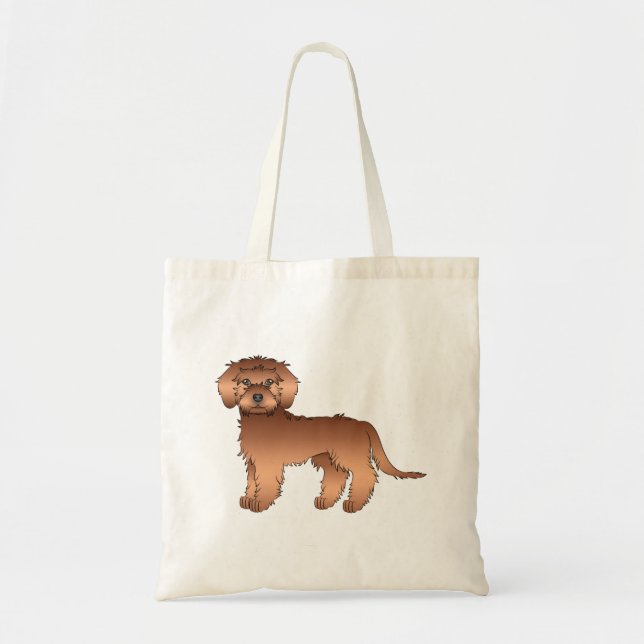 Red Mini Goldendoodle Niedlich Cartoon Dog Tragetasche (Vorne)