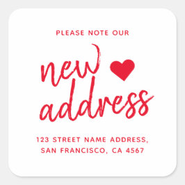 Red Minimalistisch Bitte beachten Sie unsere neue Quadratischer Aufkleber