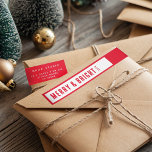 Red Minimalistisch Christmas Merry and Bright Addr<br><div class="desc">Dieses niedliche,  weiße Weihnachtsadressen-Label wird Ihre Urlaubskarten ganz hervorragend ergänzen. Ideal für kleine Geschäftsreisen Weihnachtsmailing. Sie können den Namen und die Rücksendeadresse des Absenders einfach auf der Rückseite des Briefumschlags hinzufügen.</div>