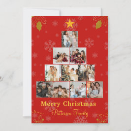 Red Minimalistisch Frohe Weihnachtsfoto Collage Einladung