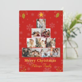 Red Minimalistisch Frohe Weihnachtsfoto Collage Einladung