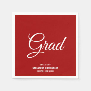 Red Minimalistisch Modern Graduation Party Serviette