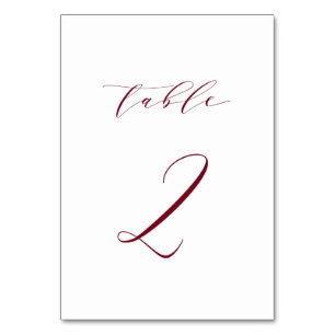 Red Minimalistisch Script Wedding Tischnummer 2
