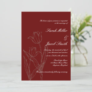 Red Minimalistisch Tulip Wedding Einladung
