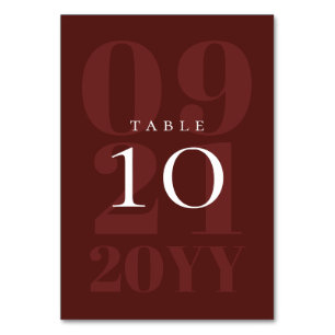 Red Minimalistische Bold Type Wedding Tischnummer