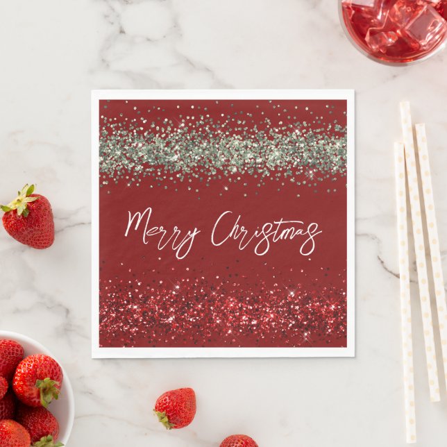 Red Mint Green Glitzer Sparkle Weihnachten Serviette (Beispiel)