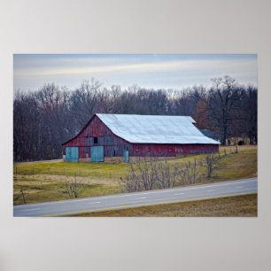 Red Mississippi Barn in der Morgendämmerung Poster