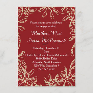 Red Mistletood Holiday Engagement Party Einladung