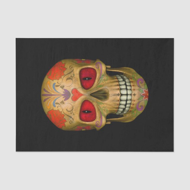 Red Mit Augen Sugar Skull Zombie Tissue Paper Seidenpapier (Vorderseite)