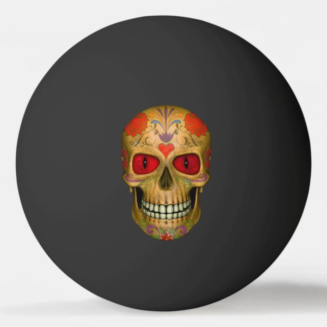 Red Mit Augen Sugar Skull Zombie Untot Tischtennisball (Vorderseite)