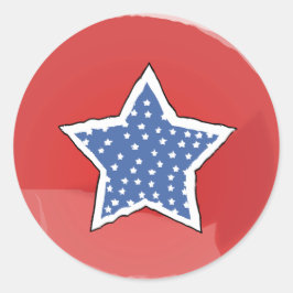 Red mit Blue Star und White Stars 4. Juli Runder Aufkleber