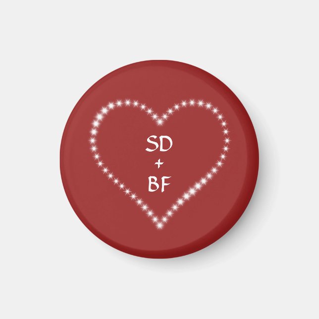 Red Mit Monogramm Heart Magnet (Vorne)
