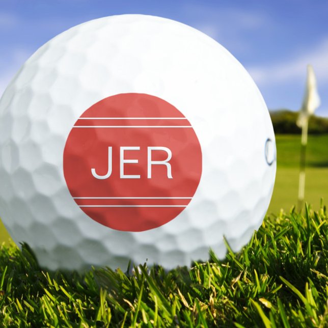 Red Mit Monogramm Initial Personalisiert Golfer Golfball (Red Monogrammed Initial Personalized Golfer Golf Balls)