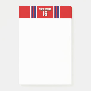 Red mit Navy White Stripes Team Jersey Post-it Klebezettel