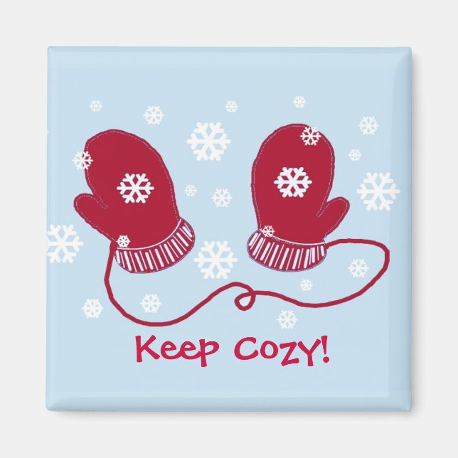 Red Mittens Behielt Cozy Magnet (Vorne)