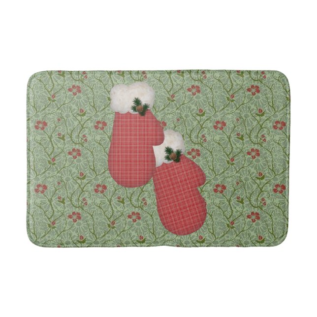 Red Mittens Christmas Bath Mat Badematte (Vorderseite)