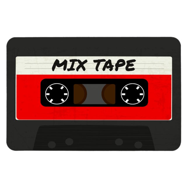 Red Mix Tape - 80er und 90er Retro Inspiriert Gesc Magnet (Horizontal)