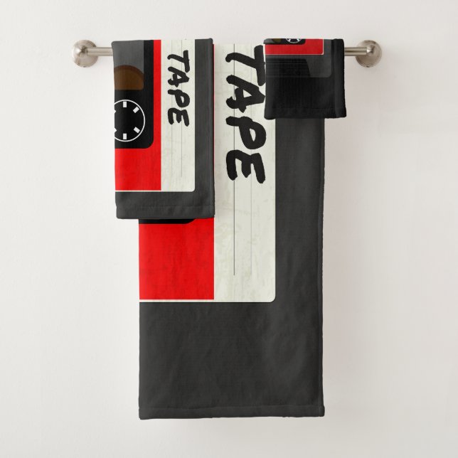 Red Mix Tape - 80er und 90s Retro  Geschenk Badhandtuch Set (Insitu)