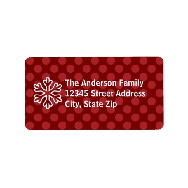 Red Mod Dots Snowflake - Adressetikett (Vorne)