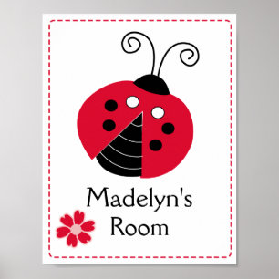 Red Mod Ladybug Girl's Room Art Print Custom Poster
