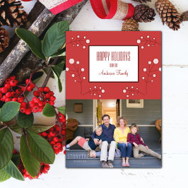 Red Modern Berry Holiday Foto Card Einladung