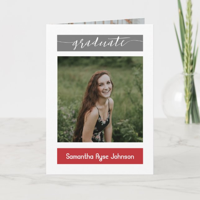 Red Modern Block 5-Foto-Abschluss Einladung (Vorderseite)