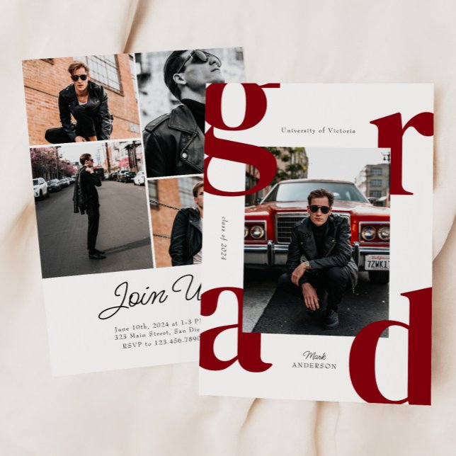 Red Modern Bold Class of 2024 Abschluss Einladung (Von Creator hochgeladen)