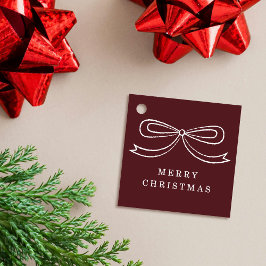 Red Modern Christmas Bow Holiday Gift Tag Geschenkanhänger