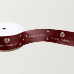 Red Modern Christmas Business Logo Company Klein Satinband<br><div class="desc">Eine stilvolle und minimale personalisierte Schneeflocke und Sterne Ribbon. Fügen Sie Ihr Logo hinzu und ändern Sie den Text,  wenn Sie gewollt haben.</div>