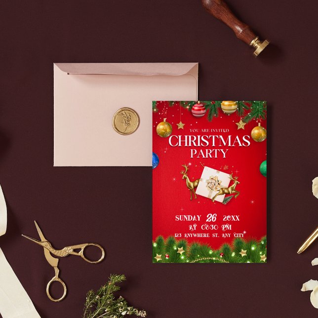 Red Modern Christmas Party Einladung (Von Creator hochgeladen)