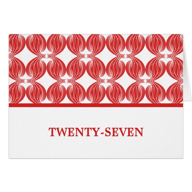 Red Modern Deko Tischnummer Card (Vorderseite (Horizontal))