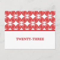 Red Modern Deko Tischnummer Postcard