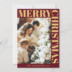 Red Modern Family Portrait Frohe Weihnachten